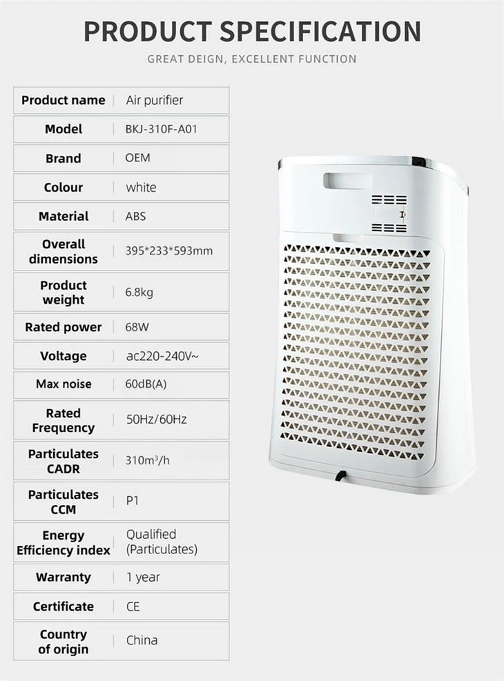 BKJ-310F-A01 Room Healthy Life Home Air Purifier